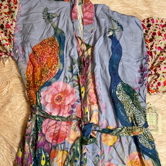 Aratta Silent Journey Peacocks Bird Kimono Jacket - Picture 3 of 11